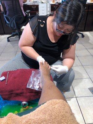 Getting feet worked on