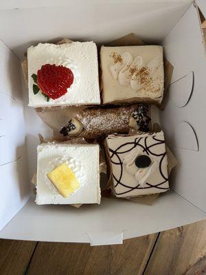 Variety of cake slices