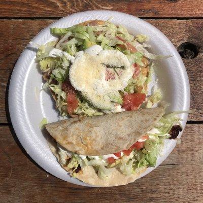 Small chicken quesadilla & veggie tostada