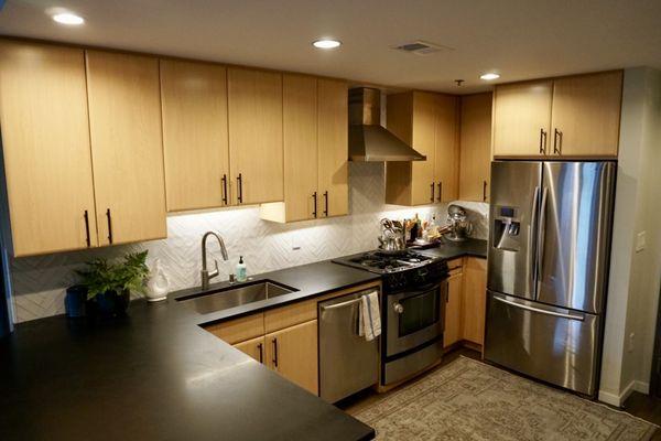 Honed granite and new sink installation.