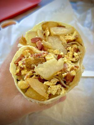 Breakfast burrito, bacon, egg, cheese & potato