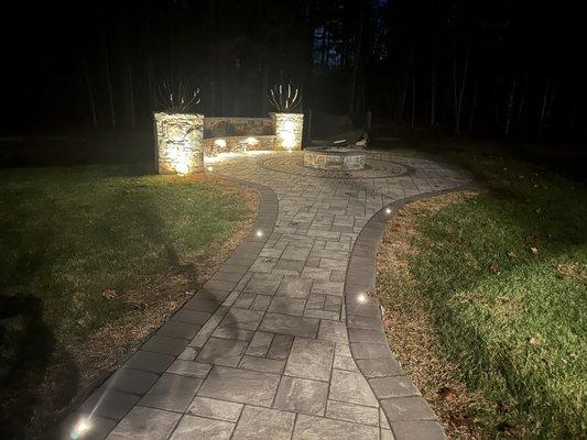 Walkway and fire pit lighting