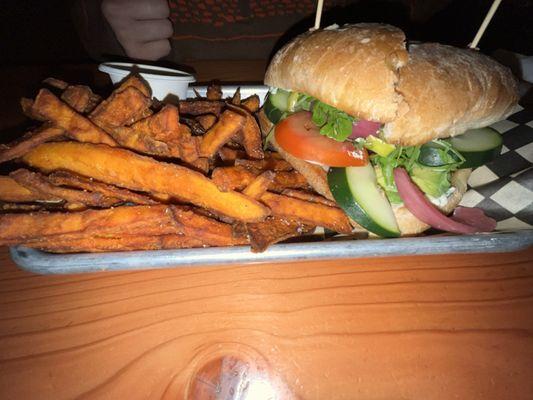 Veggie Sandwich & Sweet Potato fries