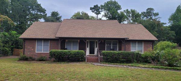 New roof just completed in Wilmington, NC. This is a GAF Barkwood colored shingle. This roof comes with a 50-year manufactures warranty.