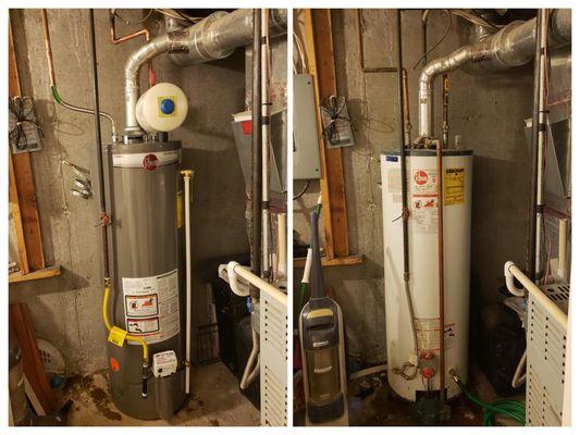 Before and After of Rheem Water Heater Install