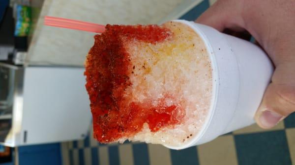 Coconut mango with chamoy and chile