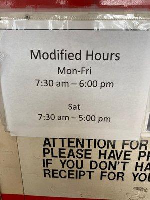 Updates business hours