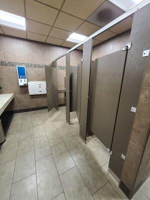 Women's restroom has 2 sides each with 3 stalls and very clean!