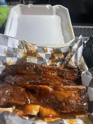 Sauced ribs.