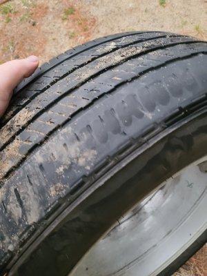 Bald rear tire on the inside