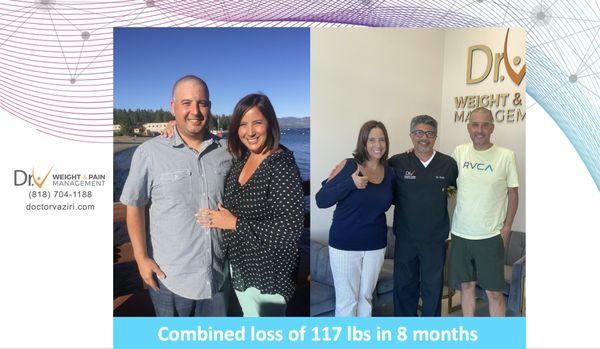 Combined weight loss of 117 lbs!