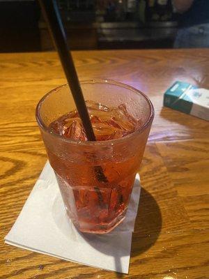 Strong Tito's vodka and cranberry