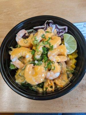 Customized bowl with steamed shrimp