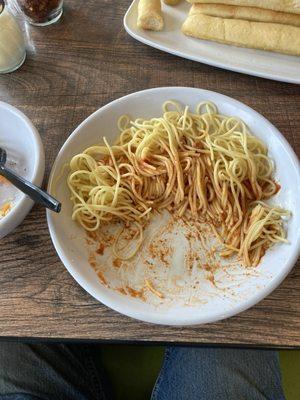 My spaghetti without the extra meat sauce