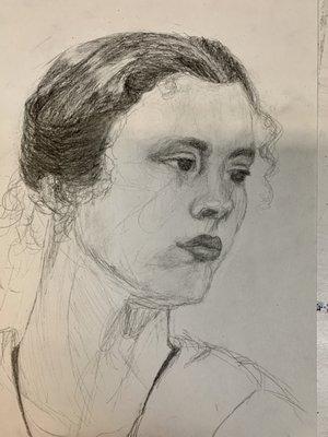 pencil portrait by 6th grader