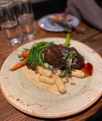 Gnocchi, steak and veggies