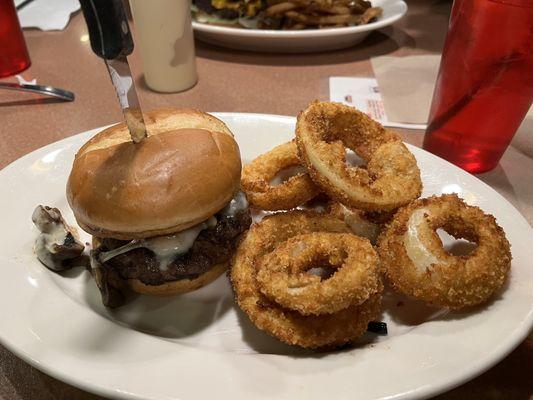 Swiss mushroom burger