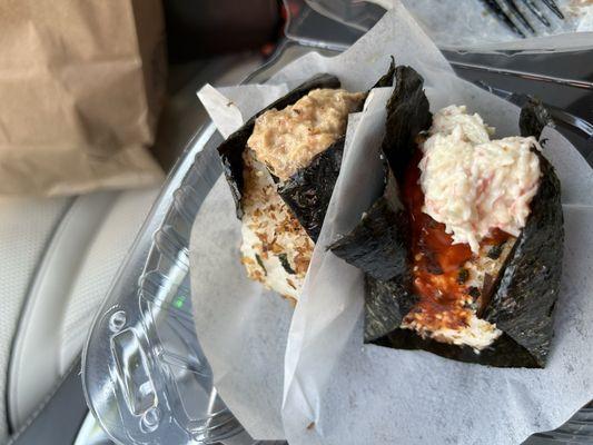 Salmon Onigiri and Spicy Crab Onigiri