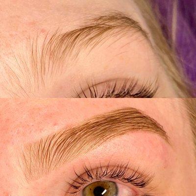 Before and after Combo brows service: eyebrow waxing and Tinting. Please schedule your appointment ahead of the time.