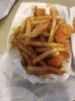 Catfish nuggets and fries.