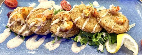 Fried Green Tomatoes With Crawfish Tails & Remoulade Sauce