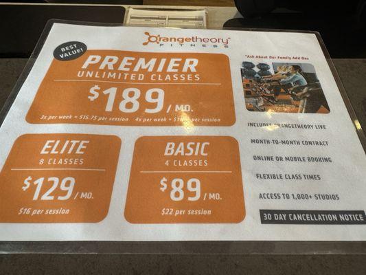 Prices for membership