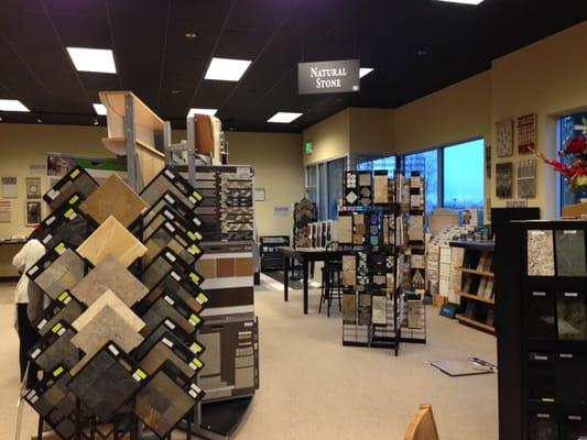 Natural stone and tile displays at Contract Furnishings Mart Everett, WA