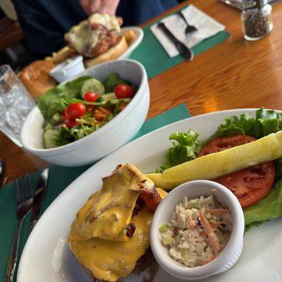 Bambino Burger (Carb Free Style without Bun) Cole Slaw and Side Salad