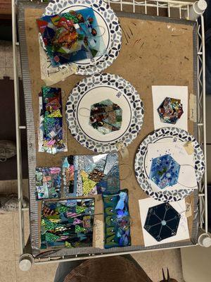 Glass pieces off to the kiln