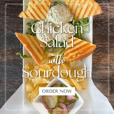 Our Chicken Salad is made in-house with cilantro and pecans. Request more chips instead of sourdough to make this option gluten-free!