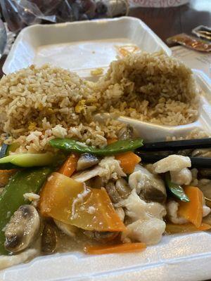 Moo goo gai pan. Always served steaming hot!