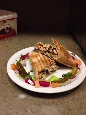 Chicken shawarma requested to be cut in half