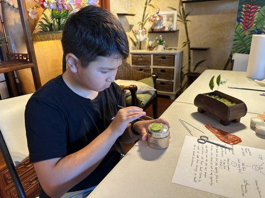 He's so focused (if only he was like this at school.)