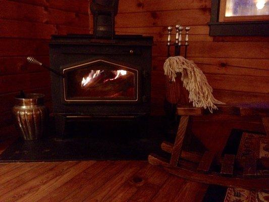 Start a romantic fire in the wood stove and enjoy a cozy evening inside