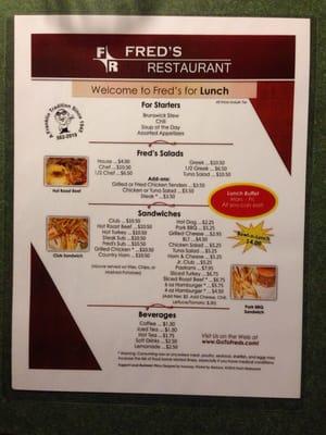 Lunch menu Jan 2014