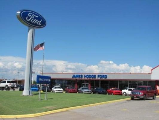 The Big Blue Oval in front of James Hodge Ford.