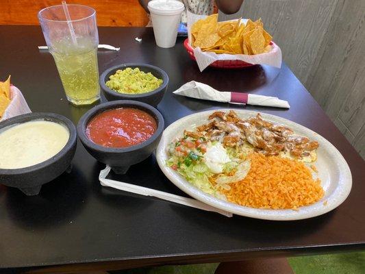 Pollo Loco, Cheese Dip, Guacamole Dip, Salsa 8 oz