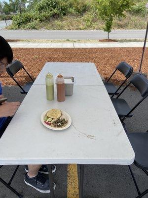 Seating Area with Salsa Bottles