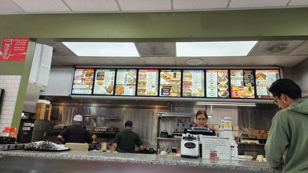 Front counter  with the menu