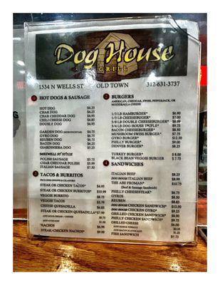 Menu @ The Dog House .  1534 N Wells St, Chicago, IL