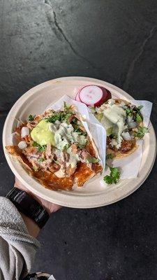 Quesataco and taco de carnitas. Best tacos in LA.