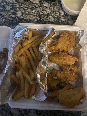 Lemon Pepper Wings with fries