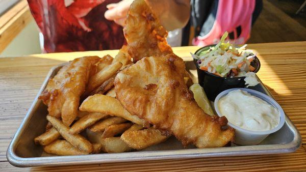 Fried cod and fries