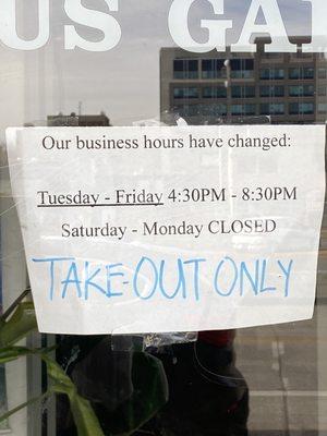 Business hours currently (2/18/23) despite what Yelp and Google report.