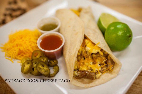 Sausage egg and cheese taco