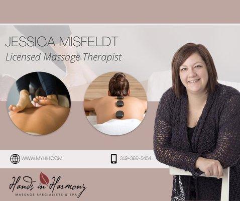 Jessi Misfeldt LMT 10+ years experience in the massage therapy field. Put yourself in trusted hands.