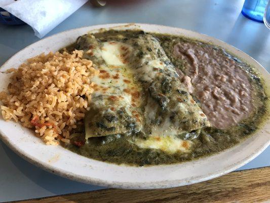 Spinach Enchilada lunch special $7 +