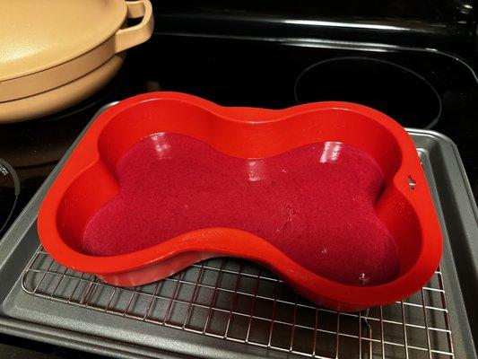 Cake mix in the silicone bone mold