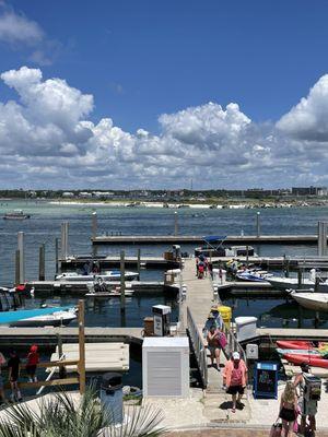 Looking off the back deck waiting for the boat!