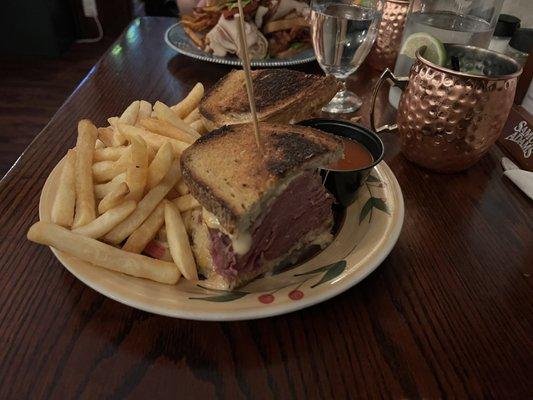 Reuben Sandwich and moscow mule